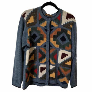 Arte  Meche Peruvian Geometric Baby Alpaca Knit Cardigan